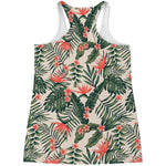 Blossom Tropical Leaves Pattern Print Women's Racerback Tank Top