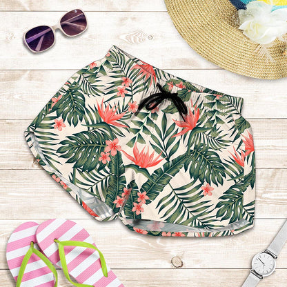 Blossom Tropical Leaves Pattern Print Women's Shorts