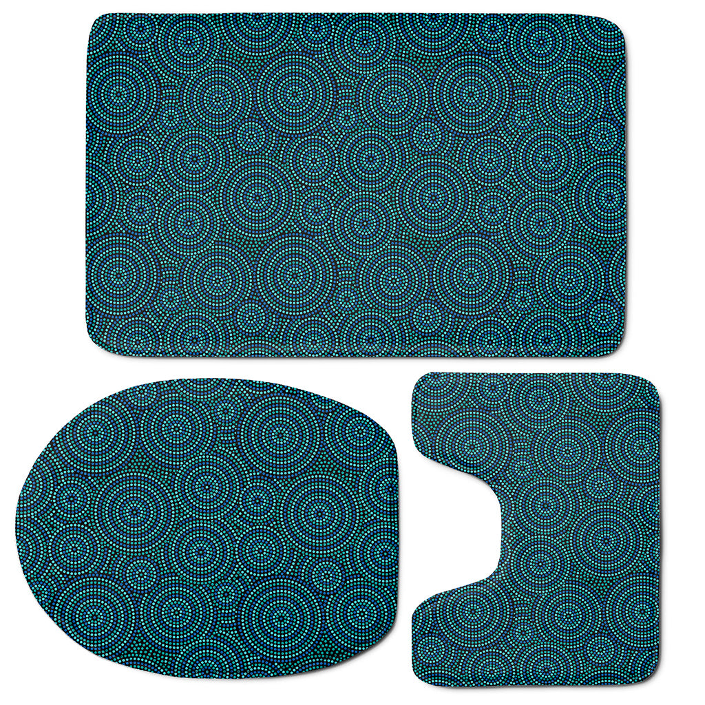 Blue Aboriginal Dot Pattern Print 3 Piece Bath Mat Set