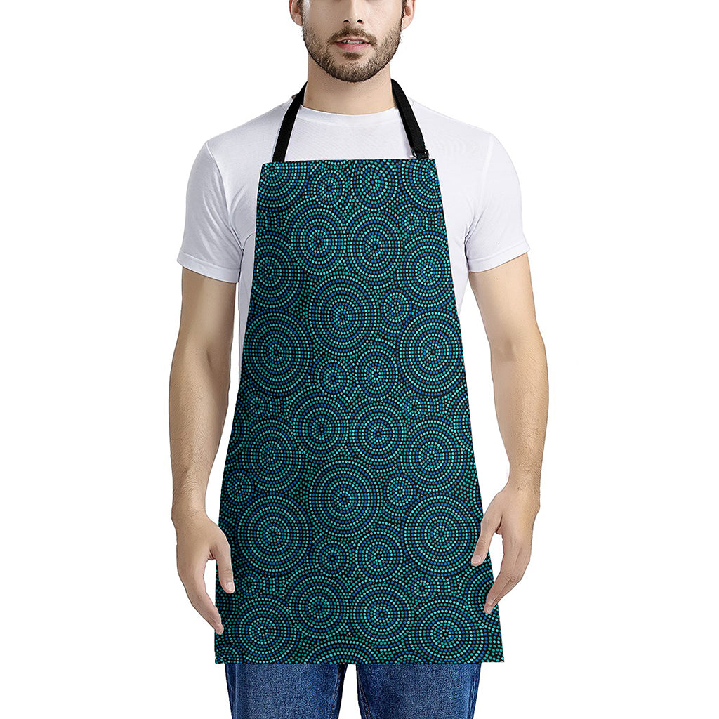 Blue Aboriginal Dot Pattern Print Apron