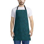 Blue Aboriginal Dot Pattern Print Apron