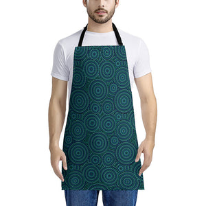 Blue Aboriginal Dot Pattern Print Apron