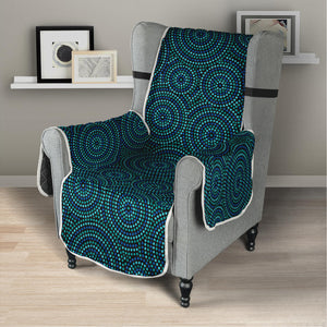 Blue Aboriginal Dot Pattern Print Armchair Protector