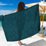 Blue Aboriginal Dot Pattern Print Beach Sarong Wrap