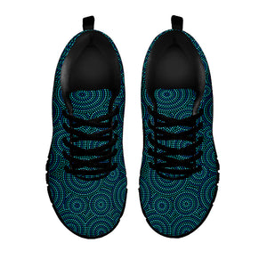 Blue Aboriginal Dot Pattern Print Black Sneakers