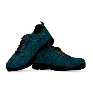 Blue Aboriginal Dot Pattern Print Black Sneakers