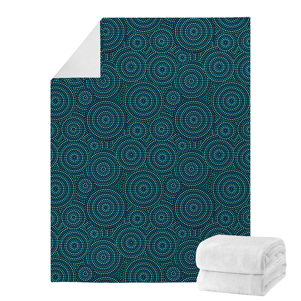 Blue Aboriginal Dot Pattern Print Blanket