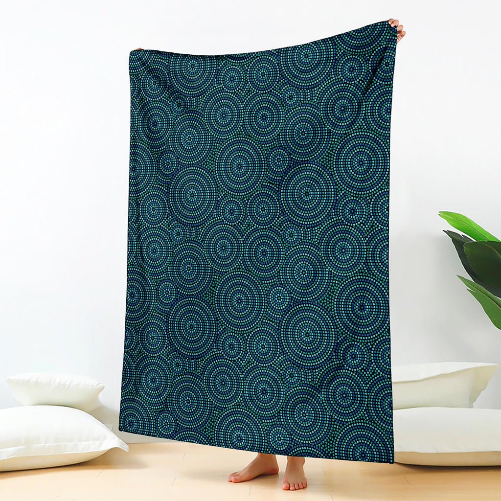 Blue Aboriginal Dot Pattern Print Blanket