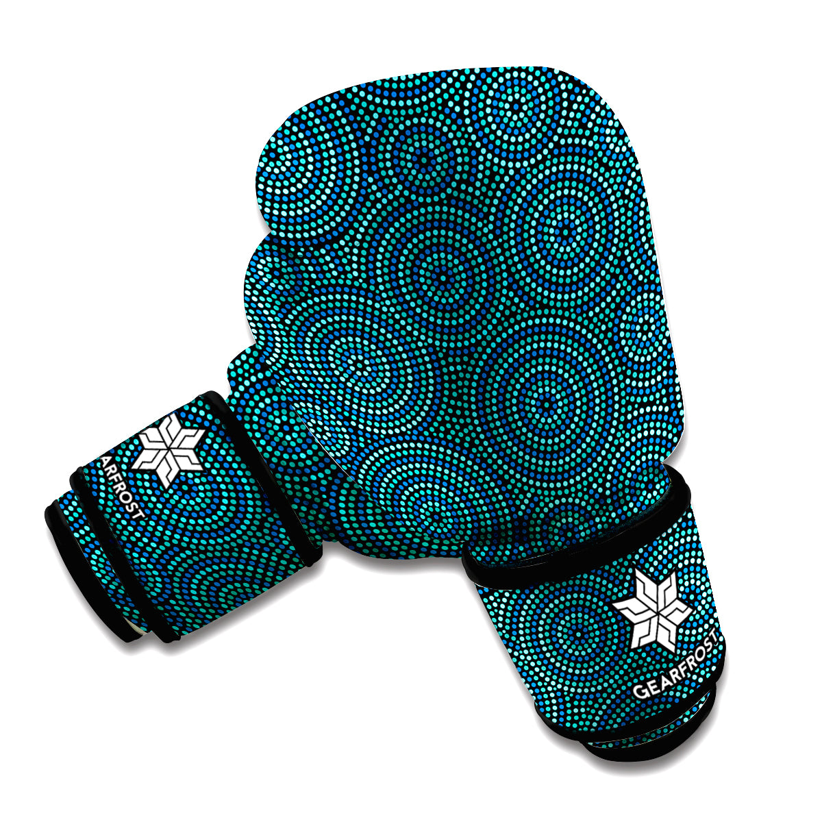 Blue Aboriginal Dot Pattern Print Boxing Gloves