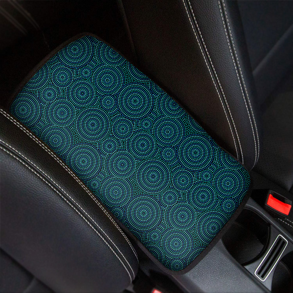 Blue Aboriginal Dot Pattern Print Car Center Console Cover