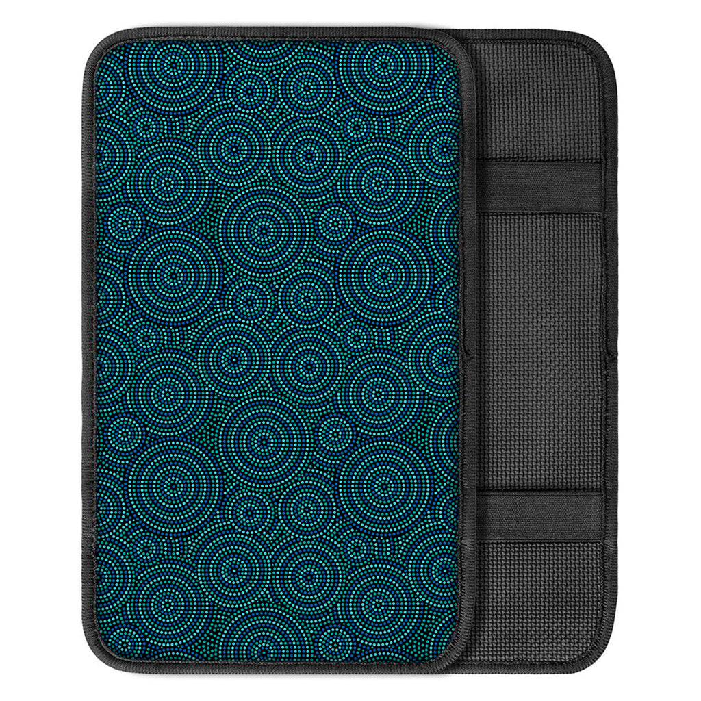 Blue Aboriginal Dot Pattern Print Car Center Console Cover