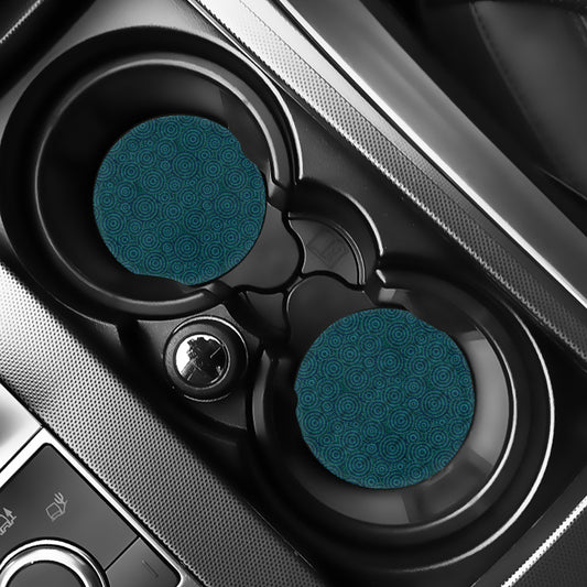 Blue Aboriginal Dot Pattern Print Car Coasters