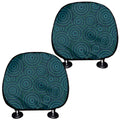 Blue Aboriginal Dot Pattern Print Car Headrest Covers