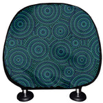 Blue Aboriginal Dot Pattern Print Car Headrest Covers