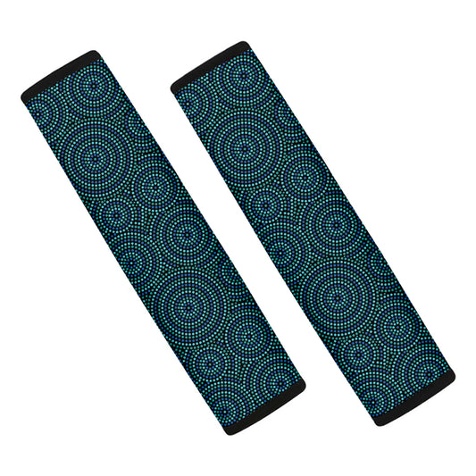 Blue Aboriginal Dot Pattern Print Car Seat Belt Covers