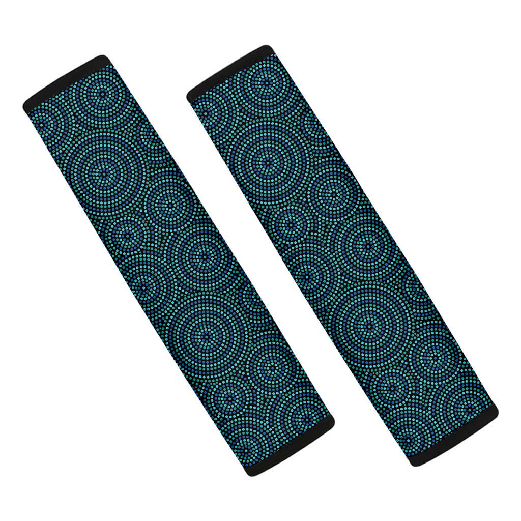 Blue Aboriginal Dot Pattern Print Car Seat Belt Covers