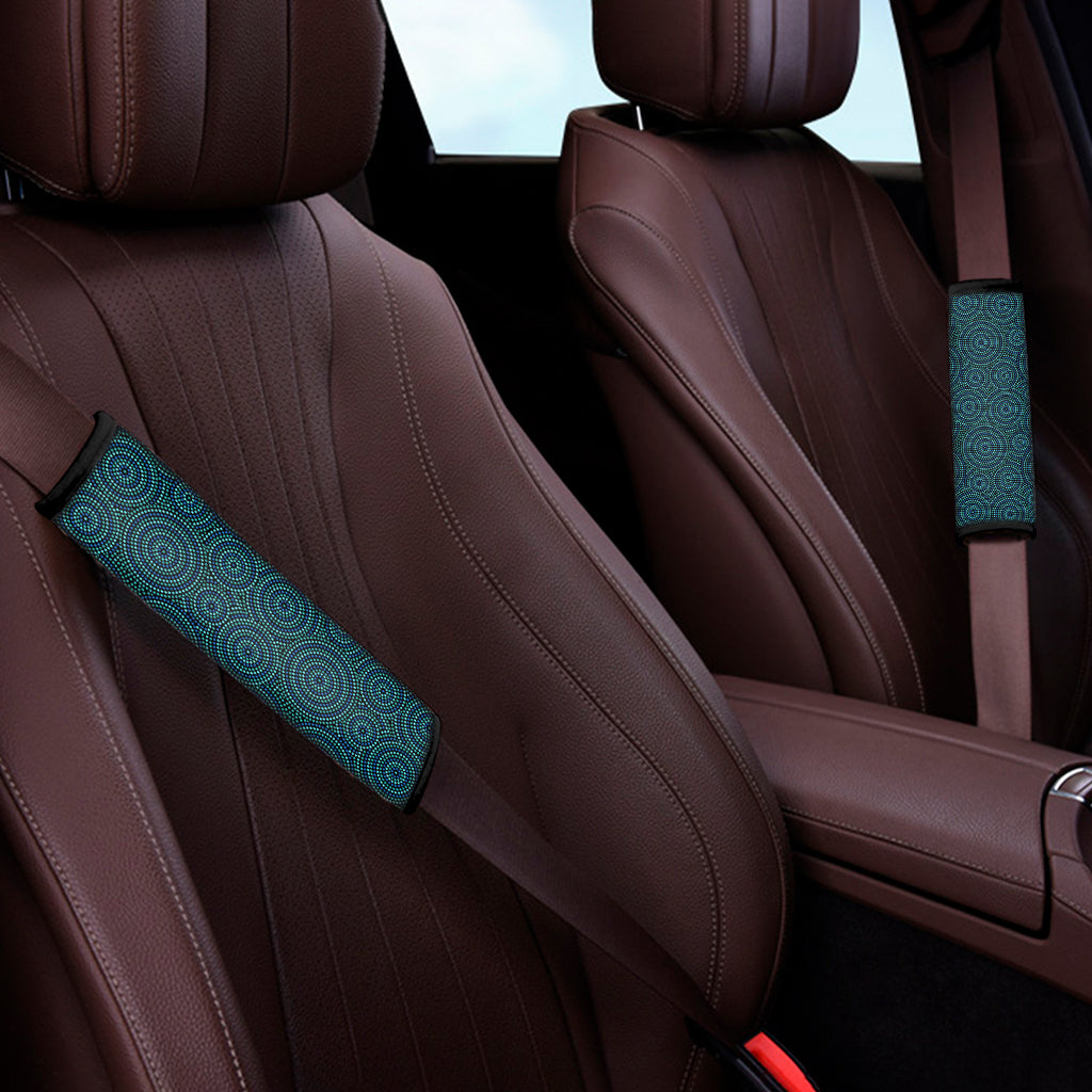 Blue Aboriginal Dot Pattern Print Car Seat Belt Covers