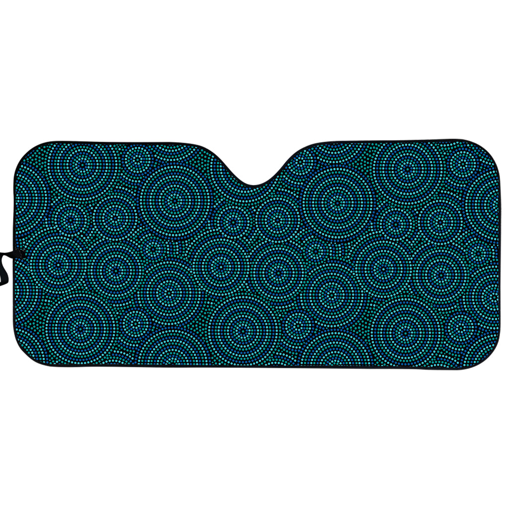 Blue Aboriginal Dot Pattern Print Car Sun Shade