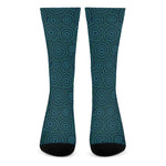 Blue Aboriginal Dot Pattern Print Crew Socks