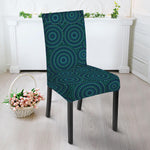 Blue Aboriginal Dot Pattern Print Dining Chair Slipcover