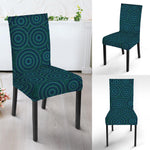 Blue Aboriginal Dot Pattern Print Dining Chair Slipcover