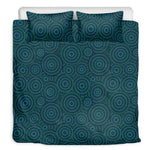 Blue Aboriginal Dot Pattern Print Duvet Cover Bedding Set