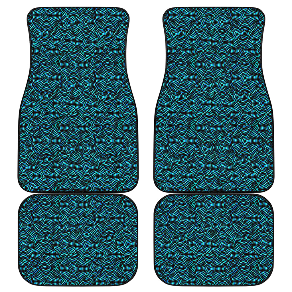 Blue Aboriginal Dot Pattern Print Front and Back Car Floor Mats