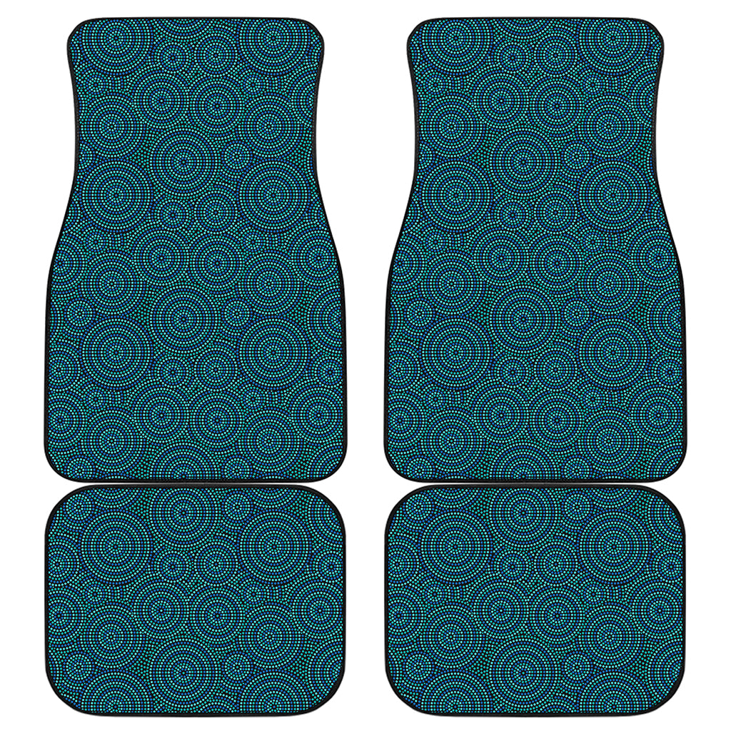 Blue Aboriginal Dot Pattern Print Front and Back Car Floor Mats