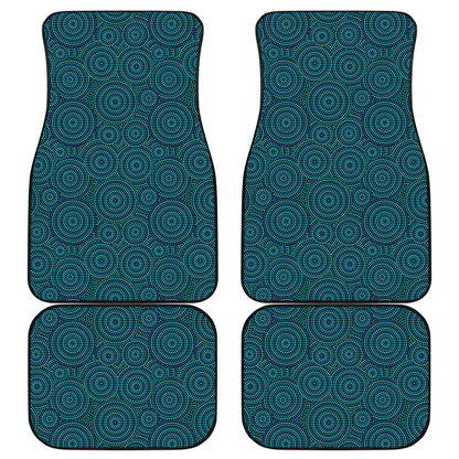 Blue Aboriginal Dot Pattern Print Front and Back Car Floor Mats