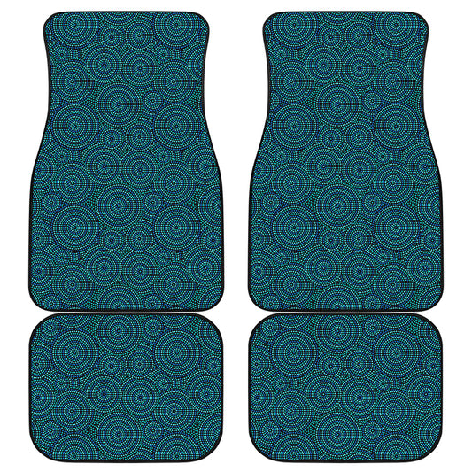 Blue Aboriginal Dot Pattern Print Front and Back Car Floor Mats