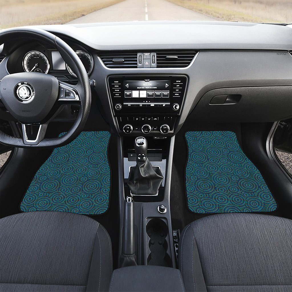 Blue Aboriginal Dot Pattern Print Front Car Floor Mats