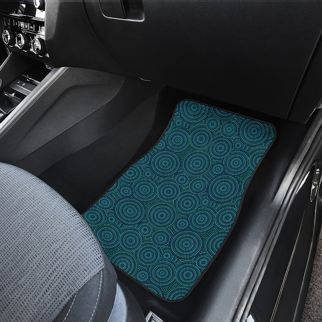 Blue Aboriginal Dot Pattern Print Front Car Floor Mats