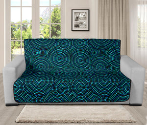 Blue Aboriginal Dot Pattern Print Futon Protector