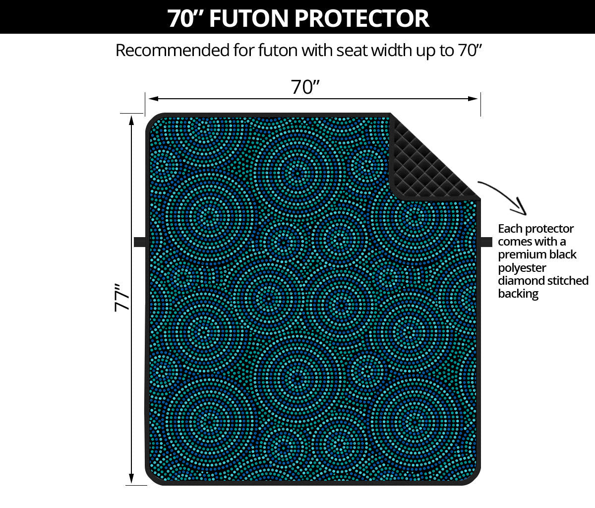 Blue Aboriginal Dot Pattern Print Futon Protector