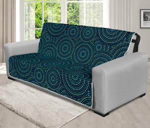 Blue Aboriginal Dot Pattern Print Futon Protector