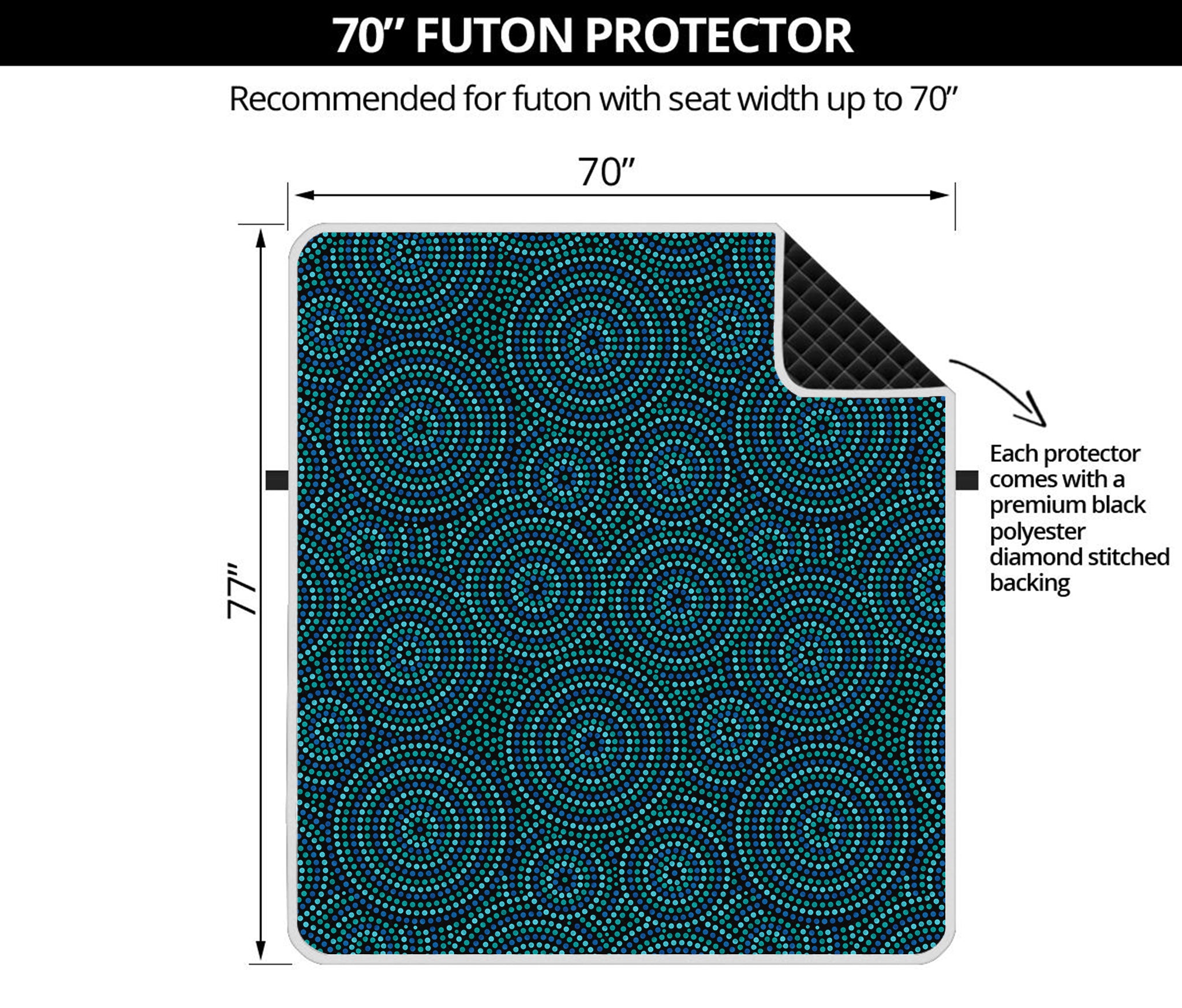 Blue Aboriginal Dot Pattern Print Futon Protector