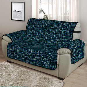 Blue Aboriginal Dot Pattern Print Half Sofa Protector