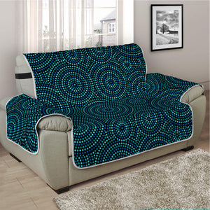 Blue Aboriginal Dot Pattern Print Half Sofa Protector