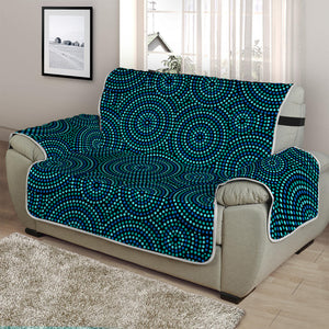 Blue Aboriginal Dot Pattern Print Half Sofa Protector