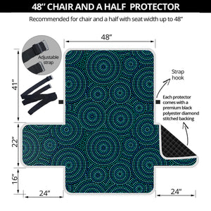 Blue Aboriginal Dot Pattern Print Half Sofa Protector