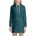 Blue Aboriginal Dot Pattern Print Pullover Hoodie Dress
