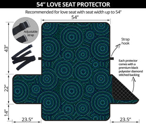 Blue Aboriginal Dot Pattern Print Loveseat Protector