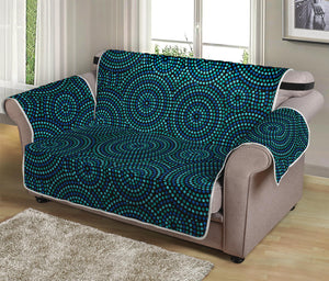 Blue Aboriginal Dot Pattern Print Loveseat Protector