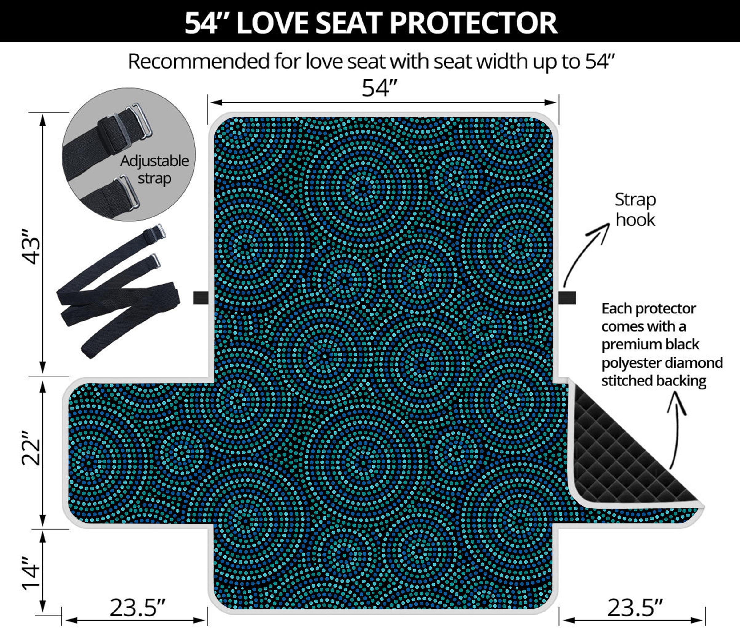 Blue Aboriginal Dot Pattern Print Loveseat Protector