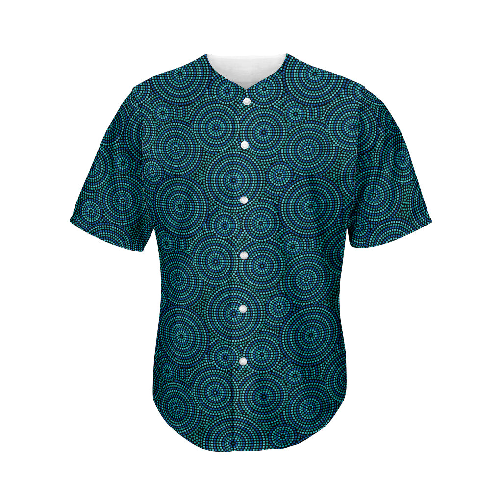 Blue Aboriginal Dot Pattern Print Men's Baseball Jersey