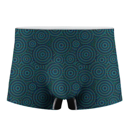 Blue Aboriginal Dot Pattern Print Men's Boxer Briefs