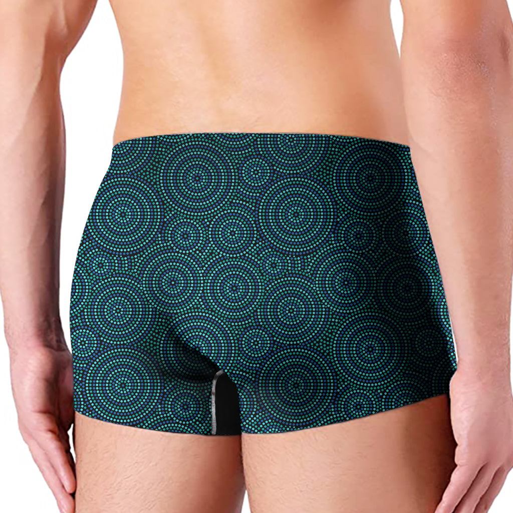 Blue Aboriginal Dot Pattern Print Men's Boxer Briefs