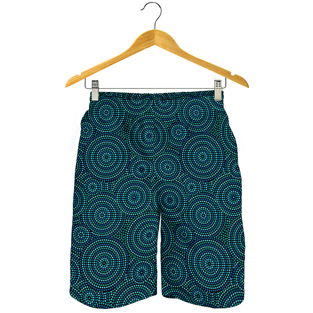 Blue Aboriginal Dot Pattern Print Men's Shorts