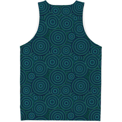 Blue Aboriginal Dot Pattern Print Men's Tank Top