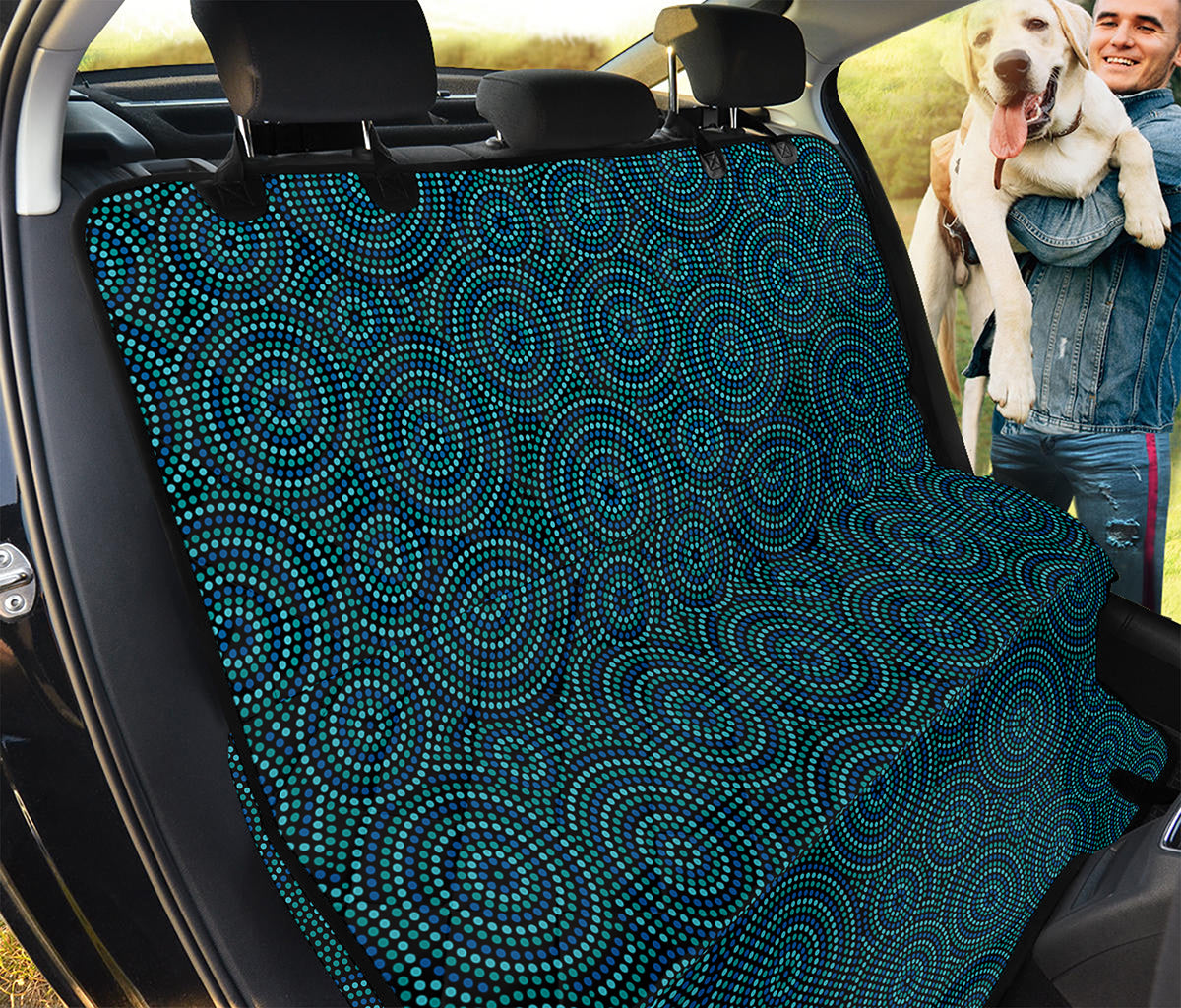 Blue Aboriginal Dot Pattern Print Pet Car Back Seat Cover